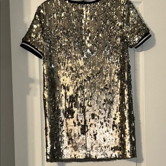 True Religion Silver Sequin Dress with Black Detail - Picture 6 of 11